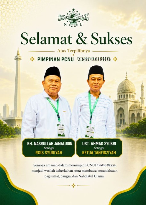 PCNU  Pengurus Cabang Kabupaten Klaten Rois Syuriyah KH Nasrullah Jamaludin dan Ketua Tanfidziyah Ust Ahmad Syukri